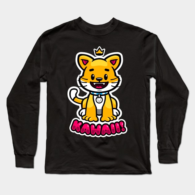 Kawaii Kitty Long Sleeve T-Shirt by arigatodesigns